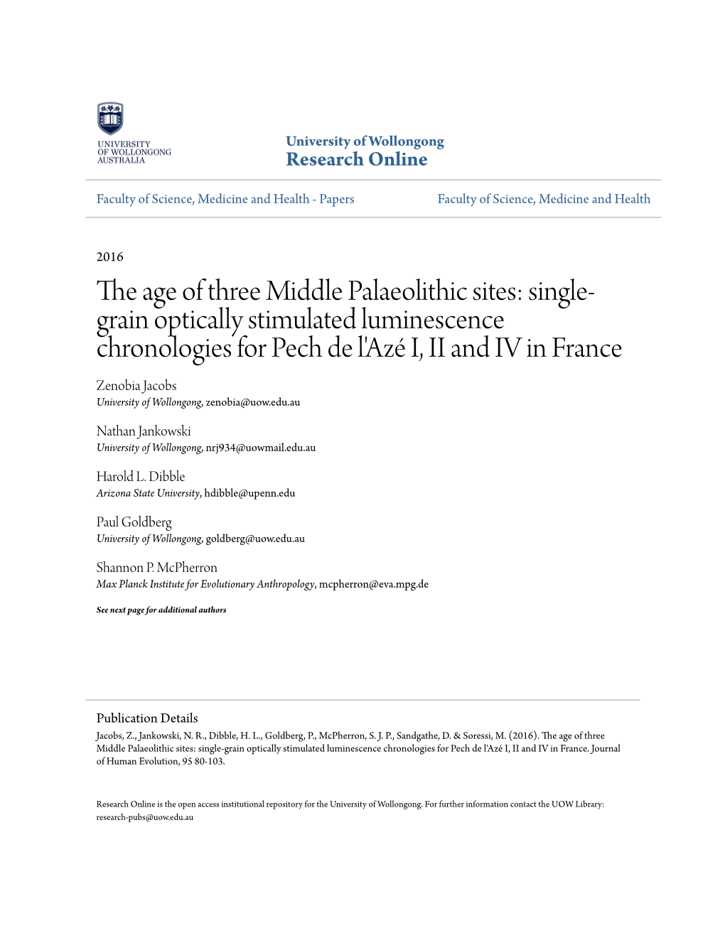 The Age of Three Middle Palaeolithic Sites: Single-Grain Optically Stimulated Luminescence Chronologies for Pech De L’Azé I, II and IV in France