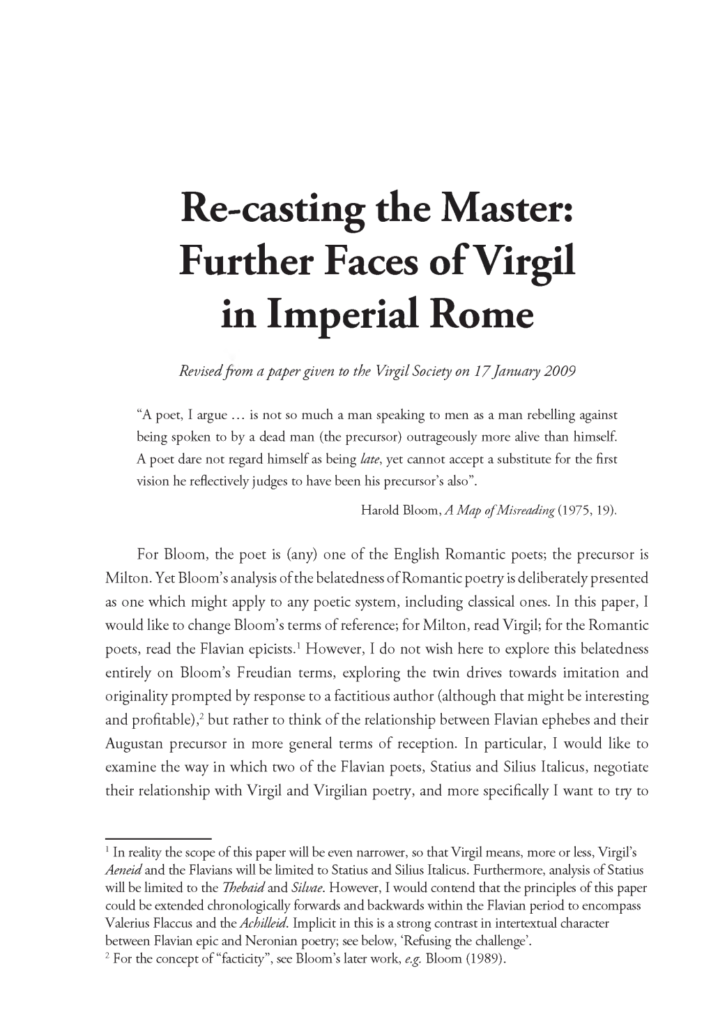Re-Casting the Master: Further Faces of Virgil in Imperial Rome