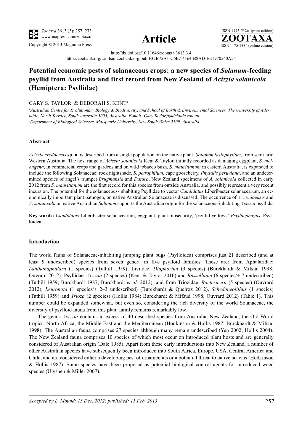 Potential Economic Pests of Solanaceous Crops