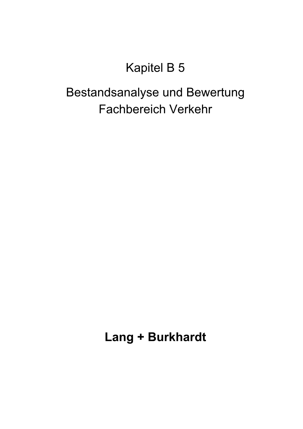 Kapitel B 5 Bestandsanalyse Und Bewertung Fachbereich Verkehr