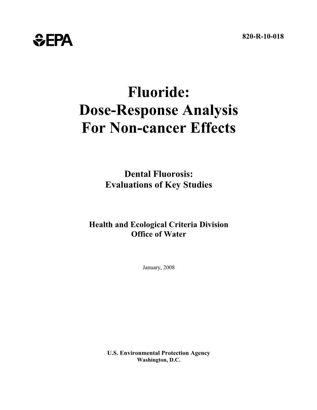 Fluoride: Dose-Response Analysis for Non-Cancer Effects