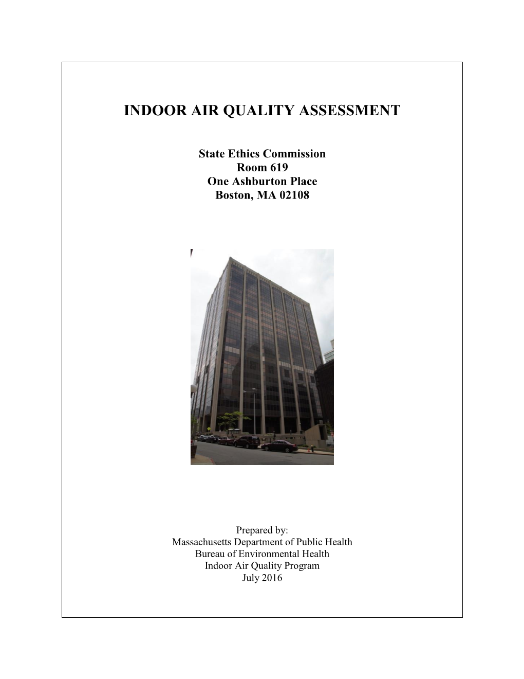 Indoor Air Quality Assessment-Boston State Ethics Commission Office