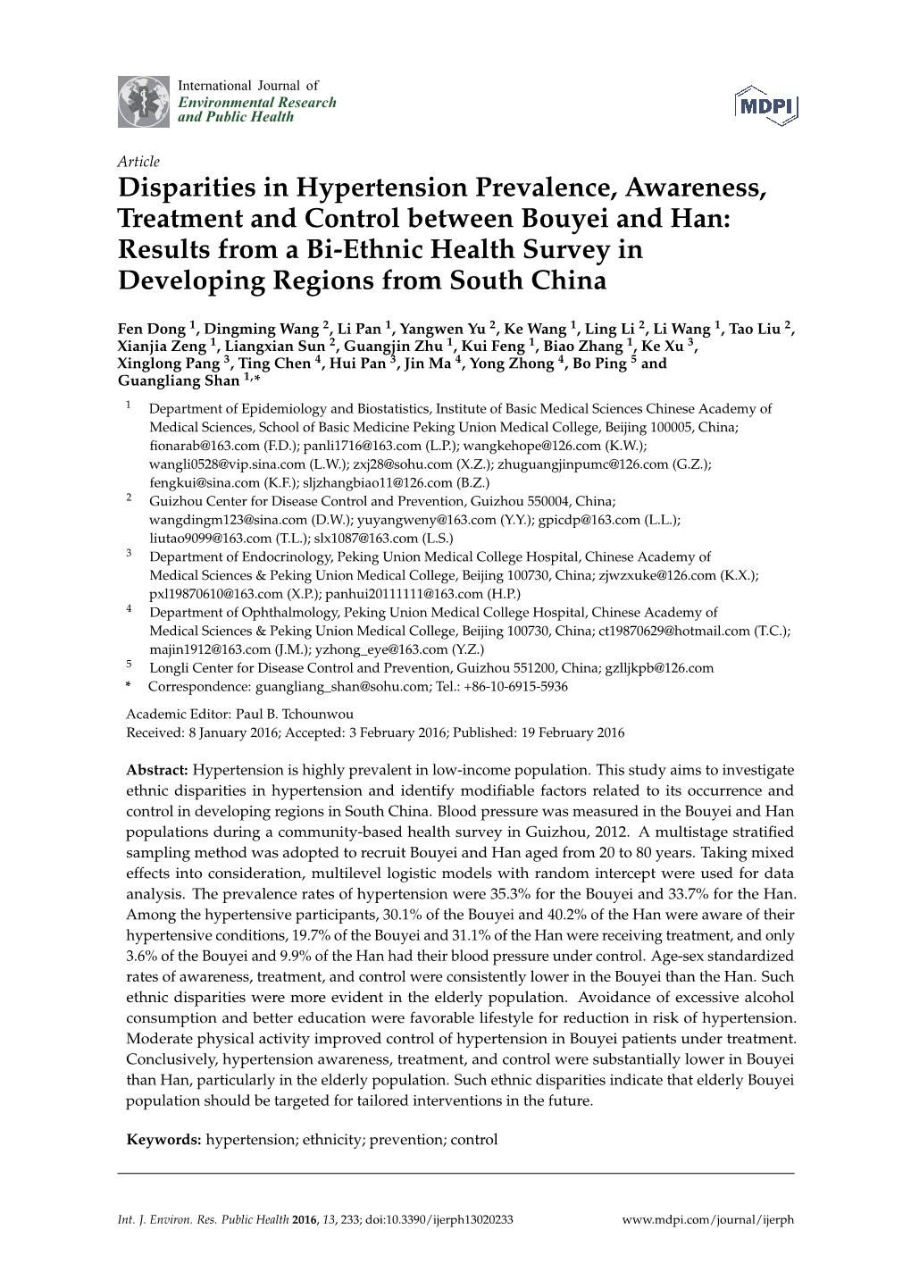 Disparities in Hypertension Prevalence, Awareness, Treatment