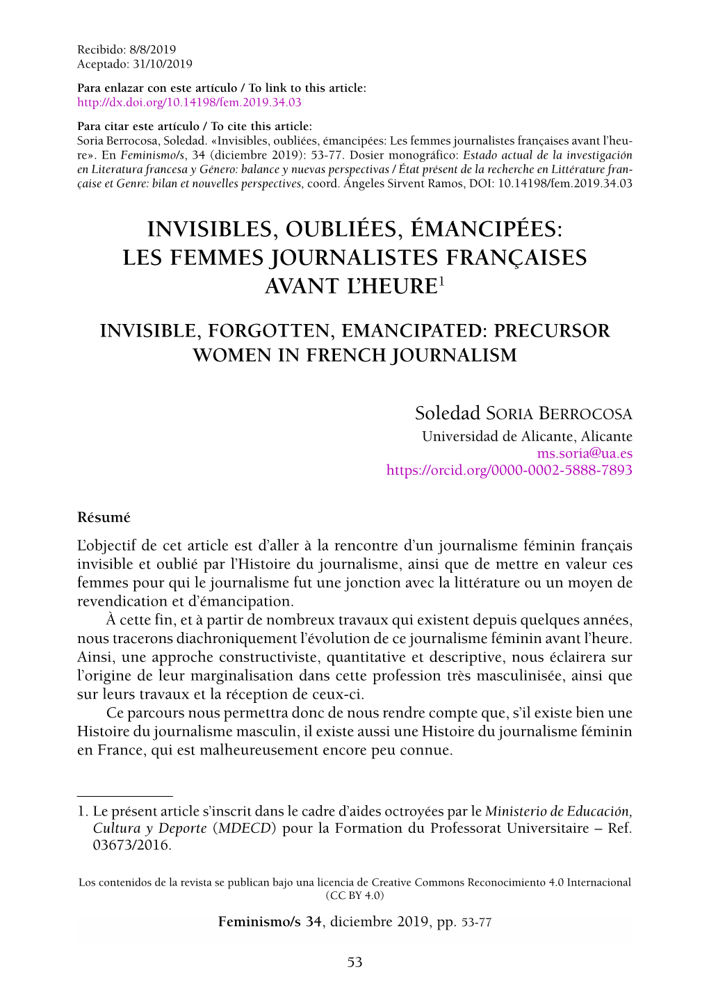 Invisibles, Oubliées, Émancipées: Les Femmes Journalistes Françaises Avant L'heure