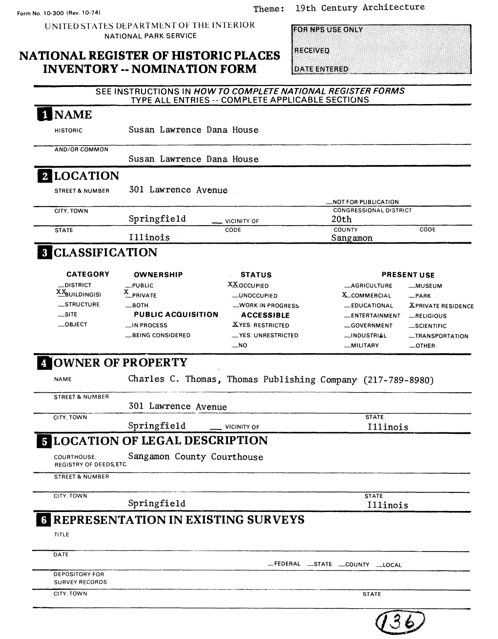 National Register of Historic Places Inventory -- Nomination Form