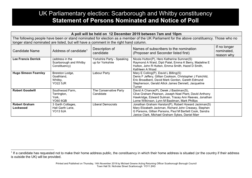 Notice of Poll