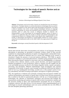 Technologies for the Study of Speech: Review and an Application