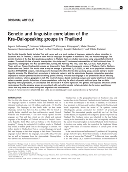 Genetic and Linguistic Correlation of the Kra&Ndash