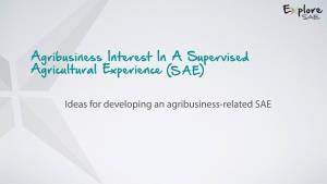 Agribusiness Interest in a Supervised Agricultural Experience (S AE)