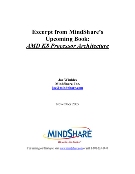 AMD K8 Processor Architecture