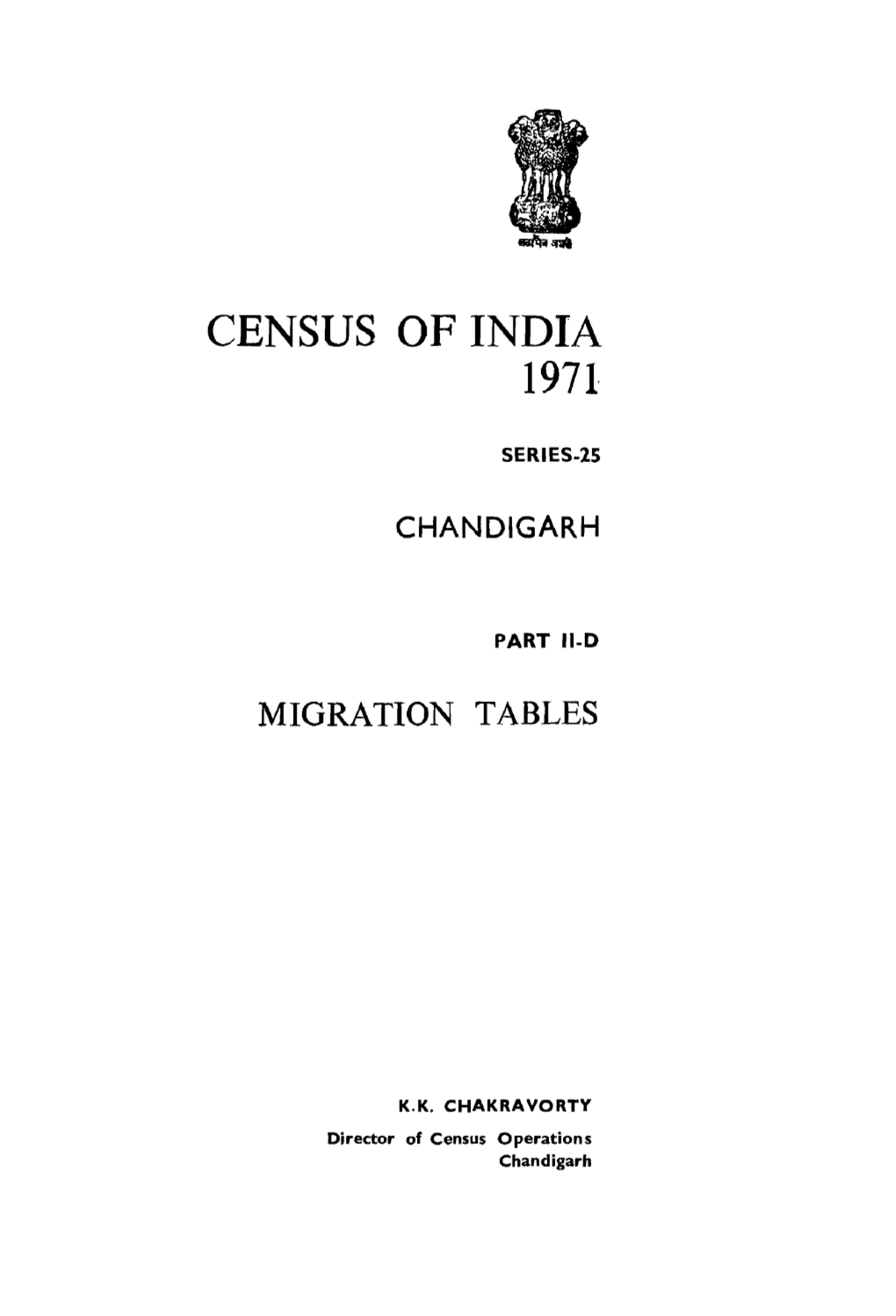 Migration Tables, Part II-D, Series-25, Chandigarh