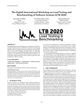 The Eighth International Workshop on Load Testing and Benchmarking of Software Systems (LTB 2020)