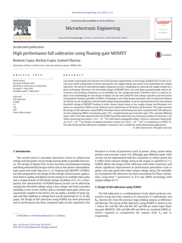 High Performance Full Subtractor Using Floating-Gate MOSFET