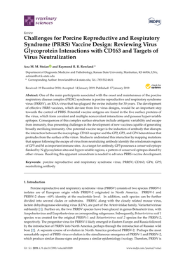 Challenges for Porcine Reproductive and Respiratory Syndrome (PRRS