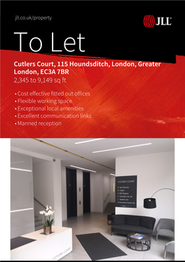 Cutlers Court, 115 Houndsditch, London, Greater London, EC3A 7BR 2,345 to 9,149 Sq Ft