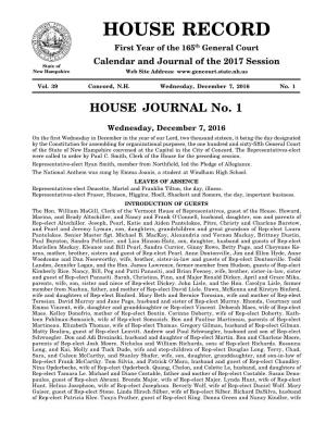 HOUSE JOURNAL No. 1