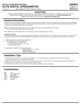 ELITE DIGITAL SPEEDOMETER Installation Tips