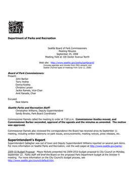 Superintendent's Report