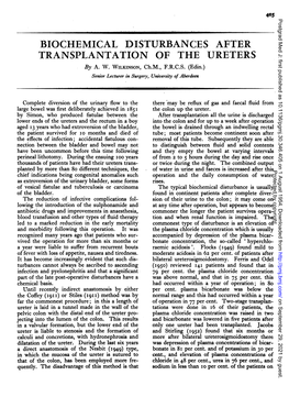 BIOCHEMICAL DISTURBANCES AFTER TRANSPLANTATION of the URETERS by A