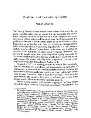 Mysticism and the Gospel of Thomas