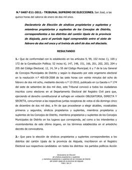 0487-E11-2011 (Declaratoria Síndicos Y Concejales Upala)
