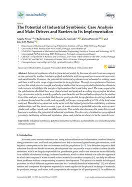 The Potential of Industrial Symbiosis: Case Analysis and Main Drivers and Barriers to Its Implementation
