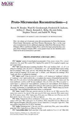 Proto-Micronesian Reconstructions—2