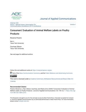 Consumers' Evaluation of Animal Welfare Labels on Poultry Products