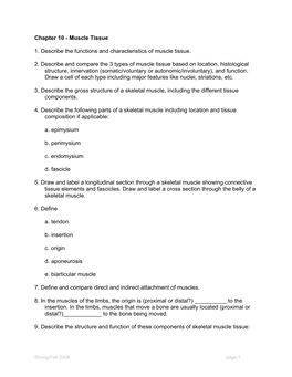 Chapter 10 - Muscle Tissue