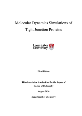Molecular Dynamics Simulations of Tight Junction Proteins