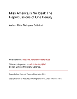 Miss America Is No Ideal: the Repercussions of One Beauty