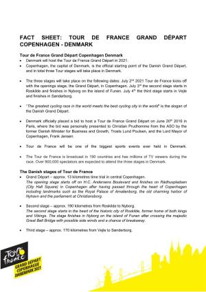 Fact Sheet: Tour De France Grand Départ Copenhagen - Denmark