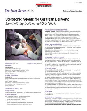 Uterotonic Agents for Cesarean Delivery: All Rights Reserved