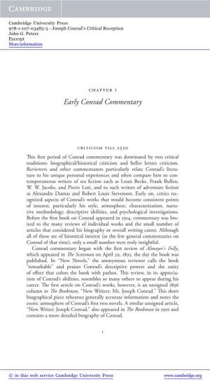 Early Conrad Commentary