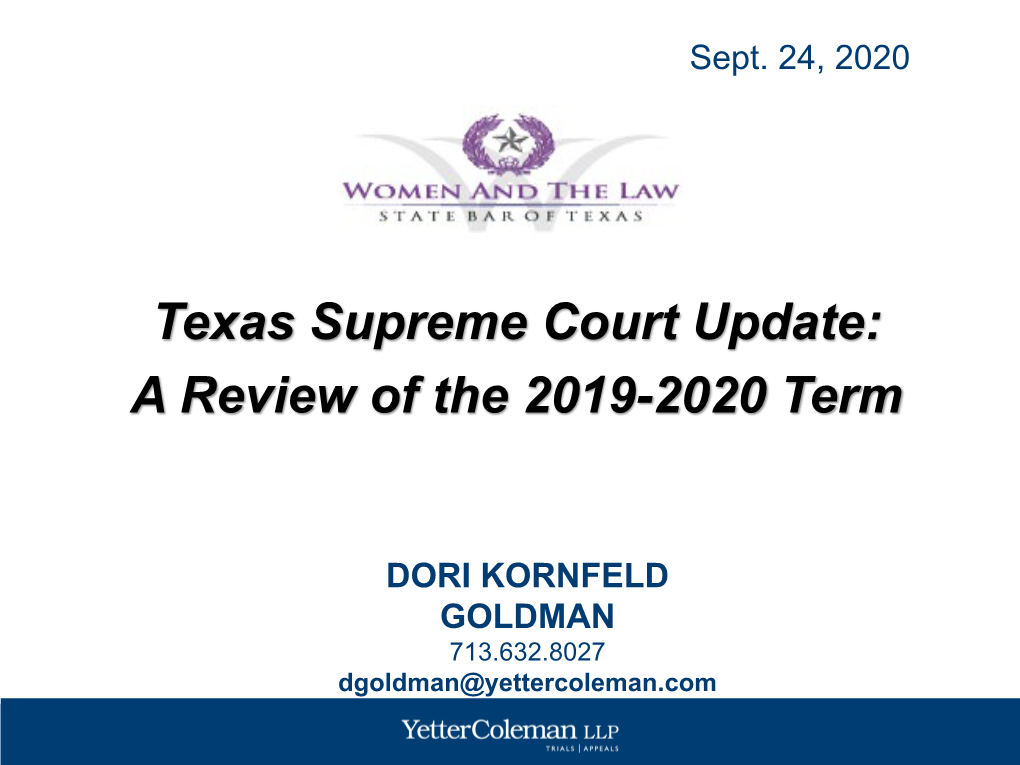 Texas Supreme Court Update: a Review of the 2019-2020 Term