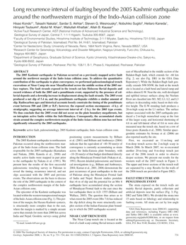 Long Recurrence Interval of Faulting Beyond the 2005 Kashmir