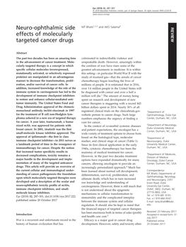 Neuro-Ophthalmic Side Effects of Molecularly Targeted Cancer Drugs