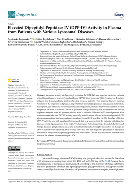 DPP-IV) Activity in Plasma from Patients with Various Lysosomal Diseases