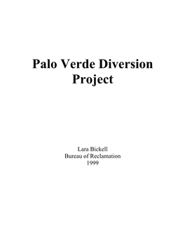 Palo Verde Diversion Project History