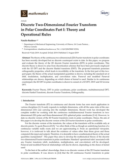 Discrete Two-Dimensional Fourier Transform in Polar Coordinates Part I: Theory and Operational Rules