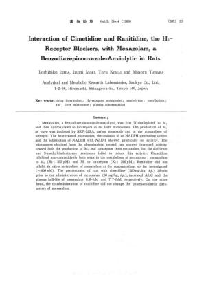 Interaction of Cimetidine and Ranitidine, the H2-Receptor