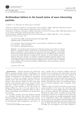 Archimedean Lattices in the Bound States of Wave Interactiong Particles