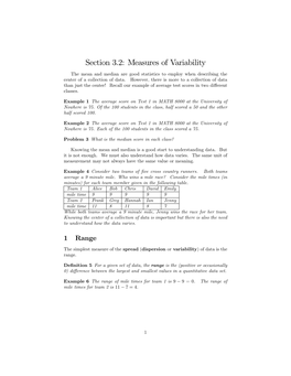 Section 3.2: Measures of Variability