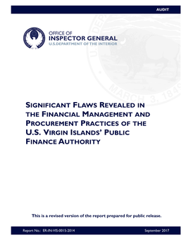 Audit Report - Significant Flaws Revealed in the Financial Management and Procurement Practices of the U.S