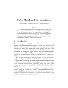 Stable Models and Circumscription