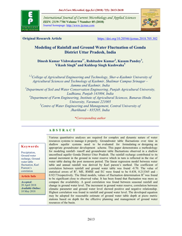 Modeling of Rainfall and Ground Water Fluctuation of Gonda District Uttar Pradesh, India