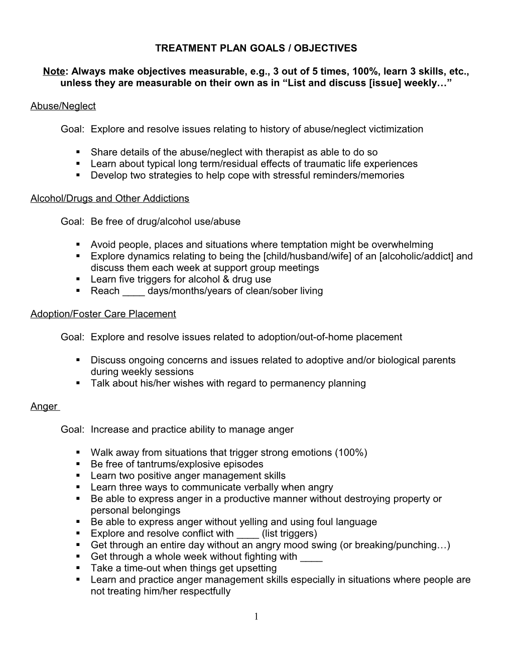 Treatment Plan Goals & Objectives:Explore And Resolve Issues Relating To History Of Abuse/Neglect Victimization