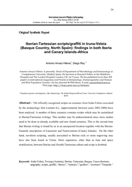 Iberian-Tartessian Scripts/Graffiti in Iruna-Veleia (Basque Country, North Spain): Findings in Both Iberia and Canary Islands-Africa