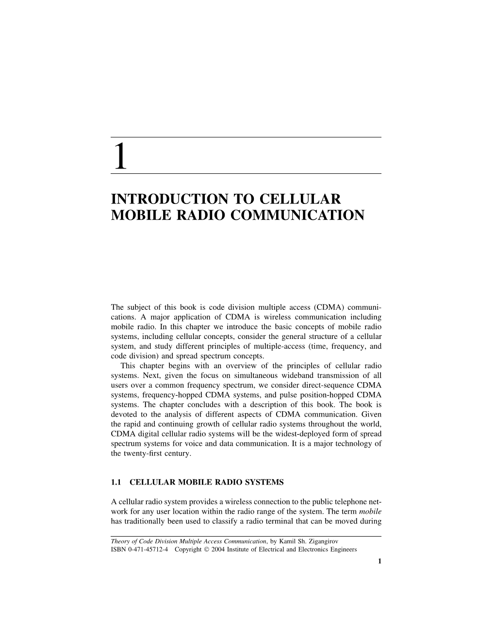 Introduction to Cellular Mobile Radio Communication