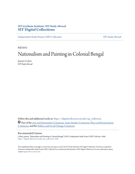 Nationalism and Painting in Colonial Bengal Jasmin Cohen SIT Study Abroad